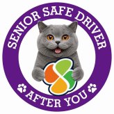 カーサイン 高齢者マーク SENIOR SAFE DRIVER ブリティッシュショートヘア ステッカー シール 直径13cm 肉球 日本製 車