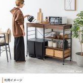 キッチンカウンター ゴミ箱収納 ゴミ箱上ラック レンジラック ダストボックス キッチンラック レンジ台 収納棚 おしゃれ 北欧 シンプル キッチン 収納 間仕切り 120cm幅 背面収納ありタイプ ：