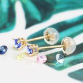 ハワイアンジュエリー ピアス 12月の誕生石 タンザナイト スタッドピアス イエロー ピンク ホワイト 選べる カラーストーン 片耳(1個)購入可 K14ゴールド 14K パーツ シリコンキャッチ BY THE SEA 20G ゲージ バイザシー プレゼント ハロウィン 【品番：GE107-12】
