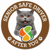 カーサイン 高齢者マーク SENIOR SAFE DRIVER ブリティッシュショートヘア マグネット 強力 直径13cm 肉球 日本製 車 ステッカー
