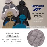 【予約】Reebok リーボック マウンテンパーカー メンズ 長袖 アウター ブルゾン スタンド フルジップ フーディ 中綿 キルト 軽量 防風 あたたかい ロゴ 刺繍  ブランド 大きいサイズ ゆったり ユニセックス 春 秋 冬 M L LL 黒 紺 2026fw karlas