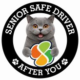 カーサイン 高齢者マーク SENIOR SAFE DRIVER ブリティッシュショートヘア ステッカー シール 直径13cm 肉球 日本製 車