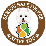 カーサイン 高齢者マーク SENIOR SAFE DRIVER ウエストハイランドホワイトテリア マグネット 強力 直径13cm 肉球 日本製 車 ステッカー