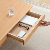 引出し棚付きセンターテーブル カミュ ナチュラル・ブラウン 2色展開 ローテーブル リビングテーブル 折りたたみ 省スペース おしゃれ シンプル 新生活 家具 インテリア 不二貿易