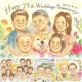 結婚記念日のプレゼントに、プロの職人が描く似顔絵はいかがですか。相談しながら作れる、あたたかな似顔絵ギフトです。 似顔絵 結婚記念日 ギフト プレゼント 手描き 贈り物 名入れ 結婚記念日 結婚30周年 記念日 結婚10周年 金婚式 周年記念 大人数 両親 家族 夫婦 下書き確認 名入れ 修正無料 そっくり サプライズ 実績多数 一生もの 結婚記念日 感謝 周年 記念日 親孝行 キレイ 百寿祝い