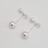 ［pearl173］ 5.5mm - 6mm × 7.5mm - 8mm ダブルパール ピアス あこや真珠