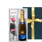 ワインとお花 ギフトセット イタリア スパークリングワイン 辛口 375ml ハーフボトル プリザーブドフラワー ピンク バラ おしゃれ プレゼント 贈りもの 誕生日 女性 フラワーギフト 送料無料