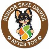 カーサイン 高齢者マーク SENIOR SAFE DRIVER ロングコートチワワ マグネット 強力 直径13cm 肉球 日本製 車 ステッカー