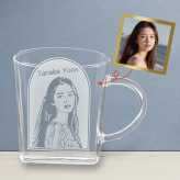 【リアル ドール アニメ 選べる似顔絵 彫刻グラス】アーチグラス 300ml 写真から似顔絵 選べる似顔絵 世界にひとつのオーダーメイドグラスです