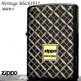 ZIPPO ライター ヘリテージ ブラック 両面加工 彫刻 ジッポ ロゴ Heritage Black 1932 おしゃれ 七宝 かっこいい 黒 ギフト プレゼント メンズ レディース