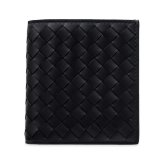 ボッテガヴェネタ 二つ折り財布 メンズ イントレチャート BOTTEGA VENETA 財布 ブラック 黒 小銭入れなし 札入れ カード入れ6枚 本革 レザー カーフスキン コンパクト ウォレット 222338 V47W1 1000