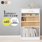 収納家具 ラック コミック 幅60 コミック約300冊収納 本棚 薄型 1cmピッチ棚板 引出し付き マンガ 漫画 文庫本 書棚 本収納 A4サイズ DVD ブックシェルフ コミックシェルフ ブック RCC-1707