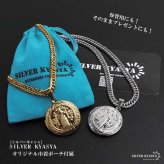 ステンレス ロケットネックレス HIPHOP ダブル喜平チェーンネックレス ロケットペンダント 写真 記念 思い出 50cm 60cm ゴールドネックレス 18KGP シルバー 聖ベネディクト 6面カット メンズ 男性 金属アレルギー対応