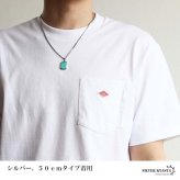 ステンレス ターコイズ ペンダントネックレス ストーンネックレス 小ぶり シンプル ダブル喜平チェーン 細身 ゴールド 18KGP シルバー ブラック メタル 小さい プレート 四角 長方形 幾何学 メンズ 男性 金属アレルギー対応
