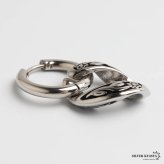 ステンレス チェーンの一コマピアス ドロップ 唐草 フープピアス ごつめ 揺れる かっこいい シルバー 片耳1点 アラベスク 大きめ 存在感 メタル メンズ 男性 金属アレルギー対応 イヤリング