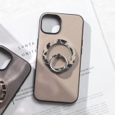 iphone14 ケース レザー リング付き iphone14Pro iphone14Plus iphone14ProMAX 本革 マグセーフ対応 magsafe 14 14pro 14plus 14promax アイフォン14 アイフォン14promax スマホリング リング ホルダー スタンド ヒョウ柄 レオパード柄 14プロ レディース ベージュ 送料無料