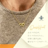 英国製 ハンドメイド ダブルハート ゴールドネックレス レディース ハートモチーフ 18Kゴールドプレーティング スターリングシルバー 上品 シンプル 大人 女性 彼女 妻 誕生日 記念日 結婚記念日 母の日 クリスマス バレンタイン ホワイトデー プレゼント ギフト