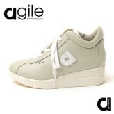 ルコライン 靴 アージレ バイ ルコライン スニーカー agile-010BE LEATHER 本革 ベージュ グレージュ グレーかかったベージュ サイドファスナー付 レディース シューズ ルコライン 革靴 レザー agile by RUCO LINE ルコライン靴
