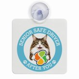 カーサイン 高齢者マーク SENIOR SAFE DRIVER ノルウェージャンフォレストキャット 車内用 吸盤タイプ 収れん火災防止タイプ 肉球 日本製 車 ステッカー