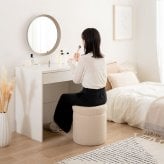 収納付きスツール 丸型 リバーシブル天板 オットマン 足置き 腰掛け 丸椅子 収納スツール アイボリー ベージュ ファブリック 北欧 カントリー 玄関チェア おしゃれ 新生活