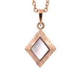 【レーザー刻印無料】ハワイアンジュエリー ネックレス ステンレス サージカルステンレス アクセサリー シェル あずきチェーン付き ピンク ローズゴールド レディース ギフト プレゼント
