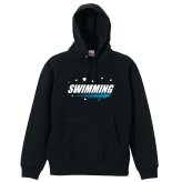 水泳 競泳 パーカー プルオーバー メンズ レディース ジュニア 練習着 裏パイル おもしろ 名入れ スウェット おしゃれ キッズ 大きいサイズ 文字入れ無料 「SWIMMING バブルロゴ」 アートワークスコウベ 【送料無料】
