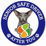 カーサイン 高齢者マーク SENIOR SAFE DRIVER オリエンタルショートヘア マグネット 強力 直径13cm 肉球 日本製 車 ステッカー