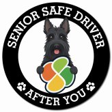 カーサイン 高齢者マーク SENIOR SAFE DRIVER スコティッシュテリア マグネット 強力 直径13cm 肉球 日本製 車 ステッカー