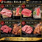 A5黒毛和牛 スライス2種と焼肉2種 食べ比べ400g 三角バラ・赤身・カルビ 肉ギフト
