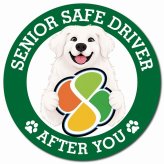 カーサイン 高齢者マーク SENIOR SAFE DRIVER グレートピレニーズ マグネット 強力 直径13cm 肉球 日本製 車 ステッカー