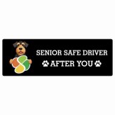 カーサイン 高齢者マーク SENIOR SAFE DRIVER エアデールテリア ステッカー シール 長方形 20x6.7cm 肉球 日本製 車