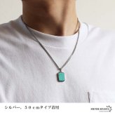 ステンレス ターコイズ ペンダントネックレス ストーンネックレス 小ぶり シンプル ダブル喜平チェーン 細身 ゴールド 18KGP シルバー ブラック メタル 小さい プレート 四角 長方形 幾何学 メンズ 男性 金属アレルギー対応