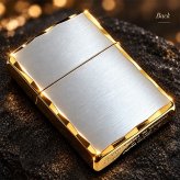 ZIPPO アーマー ジッポライター おしゃれ 重厚 ジッポロゴ シルバーサテン＆ゴールド 両面コーナー彫刻 金銀 シンプル ギフト メンズ プレゼント