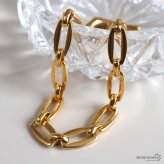 ステンレス マンテルブレスレット ゴールド レディース 変形マンテル オーバルチェーン チェーンブレスレット トグル 留め具 腕輪 アクセサリー 個性的 モダン 上品 きれいめ カジュアル おしゃれ 大ぶり 存在感 手元コーデ