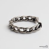 ステンレス 喜平チェーンピアス フープピアス 大きめ シルバー 燻し かっこいい 存在感 アンティーク プチプラ 両耳2点セット つけっぱなしok メンズ 男性 金属アレルギー対応 イヤリング