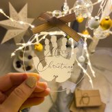 【発送前にサンプル作成で安心】〈お子様の手形で〉クリスマス クリア オーナメント 飾り アクリル 飾り 装飾 ナチュラル グッズ アイテム おうち 赤ちゃん フォトブース Merry Christmas 映え スタジオ ホームパーティ バースデー メモリアル 出産 内祝い 撮影 小物 ツリー