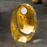  結婚祝 周記念 誕生祝 開店祝 退職祝 還暦記念 クリスタル時計 金箔加工DTH-23 大サイズ 名入れ無料　
