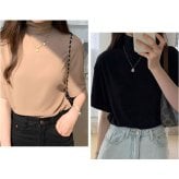 tシャツ 通販 カットソー レディースTシャツ トップス 半袖 ハイネック オフィスカジュアル モックネック 通勤 通学 女性 レディース ゆったり ゆるT 無地 ストレッチ 大きいサイズ カジュアル シンプル プルオーバー インナー