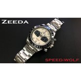 ジーダ ZEEDA スピードウルフ SPEED-WOLF VINTAGE WHITE 腕時計 メンズ メカニカルクォーツ クロノグラフ SPW-VWH