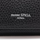 モンテスピガ　monte SPIGA　コンパクト財布　MOSMSP301BK　ブラック　黒　シュリンクレザー　牛革　三つ折り財布　トライフォード ウォレット