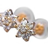 ダイヤモンドピアス K18 0.3ct H&C イエローゴールド フラワーモチーフ ピアス ダイヤ 鑑別カード付 18金 花型 揺れる ジュエリー ギフト レディース