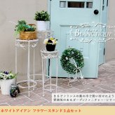 ガーデン エクステリア ブランティーク ホワイトアイアンフラワースタンド 3点セット 簡単組立 アンティーク モダン スタイリッシュ シンプル フラワースタンド 花台 プランター インテリア 家具 天然 おしゃれ カフェ 北欧 新生活