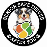 カーサイン 高齢者マーク SENIOR SAFE DRIVER オーストラリアンシェパード マグネット 強力 直径13cm 肉球 日本製 車 ステッカー