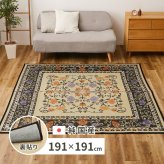 夏ラグ 夏用カーペット 国産 い草ラグ イデア 約191×191cm 裏貼り 滑り止め加工 センターラグ アクセントラグ 花柄 新生活