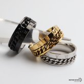 ステンレス ローマ数字リング 喜平 チェーンリング 動く ギミックリング メンズ ゴールド シルバー ブラック 指輪 メタル 文字 かっこいい 大人 お洒落 プチプラ 男性 金属アレルギー対応