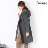 コート レディース フード ダブル ウール カシミヤ 混 レディースコート Filomo フィローモ ブランド 秋 冬 大人 アウター ベージュ グレー ブラック ギフト プレゼント 6F (08000177r)