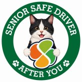 カーサイン 高齢者マーク SENIOR SAFE DRIVER 黒白（ハチワレ） ステッカー シール 直径13cm 肉球 日本製 車