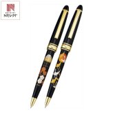 高級蒔絵ボールペンペア 富士 鶴 木箱入 文具 筆記具 文房具 ペン ステーショナリー【北海道・沖縄県・離島 配送不可】