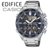 カシオ エディフィス 腕時計 メンズ ブルー シルバー アナデジ CASIO EDIFICE 海外モデル 10年電池 100m防水 ワールドタイム ストップウォッチ スーパーイルミネーター モータースポーツ プレゼント ギフト 成人 卒業 入学