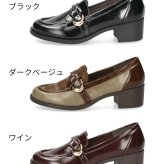 ジェリービーンズ ローファー レディース ノットベルトヒールローファー ふわさら クッション 5cm 太ヒール きれいめ クラシカル トラッド JELLYBEANS 20465172